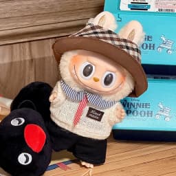 17cm Mini Doll'S Clothes Outfit Accessories for Labubu V1 V2 Striped Overalls Cool Handsome Clothing Gift