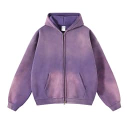 Men's Zip Up Hoodies Tie Dye Washed Double Oversize Cardigan Sweatshirt Loose Plus Plush Gradient Man Hooded Pullovers Winter