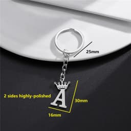 Unique DIY Crown Stainless Steel A-Z Letters Pendant Keychains for Men Women 26 Alphabet Car Key Ring Name Jewelry Keyrings Gift