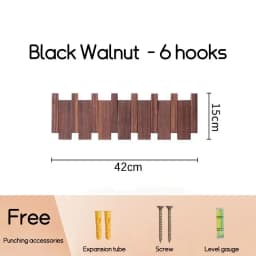 Wall Mounted Black Walnut Coat Rack Creative Hanging Hat Key Bags Holder Doorway Entrance Cloak Rack Home Decor Furniture