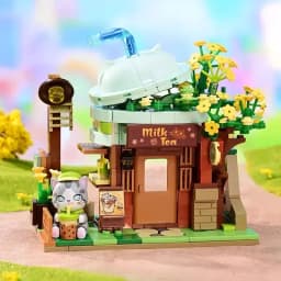 Keeppley New Product Cute Cat Street View Building Block Assembly Toy Furniture Decoration Creative Children's Toy Birthday Gift