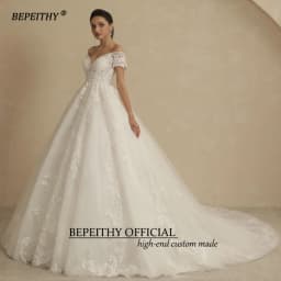 BEPEITHY Customized Glitter Wedding Dresses For Women 2026 Bride Romantic Lace Plus Size Boho Bridal Gown Robe De Soiree