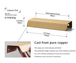Modern Brass Brushed Hidden Handle Cabinet Handles Sliced Finger Pull Drop Handle Kitchen Cupboard Pulls for Furniture Hardware