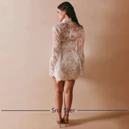 Luxury Lace Deep V Neck Customized Short A Line Wedding Dress Buttons Tiered Flare Sleeves Formal Bridal Gown Vestidos De Novia