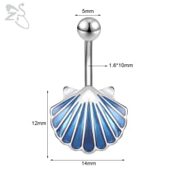 ZS 1 PC Cute Shell Pendant Belly Button Ring Moonstone Drop Belly Rings 14G Stainless Steel Summer Flower Navel Piercing Jewelry