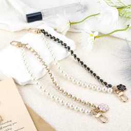 Pearl Bag Extender Chain Wallet Double Chain, Metal Purse Extender Strap PU Leather Handle Replacement for Handbags Purse