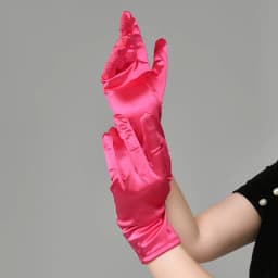 Women Satin Solid Short Wrist Gloves Smooth Evening Party Formal Prom Costume Stretch Gloves Red White Etiquette Wedding Gloves