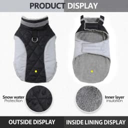 Reflective Dog Jacket Fleece Lined Warm Winter Pet Clothes Adjustable Hook Loop Coat for Small Medium Dogs French Bulldog Pug