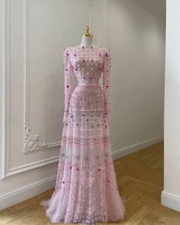 FATAPAESE Customized Beaded Crystals Gems Fully on Wedding Gown Long Sleeve Sheath Slim Mermaid Floor-length Gown Maxi Tail