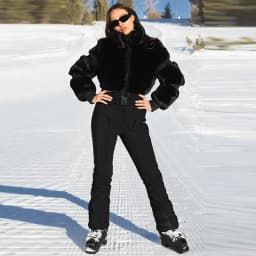 Winter Thicken Skiwear Sets Chic High Neck Hooded Zipper Coat Ski Pant Waterproof Tracksuit 2026 Lady Warm Outdoor Sportswear