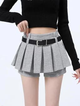 Grey Sporty Skirt Women's High Waist A-Line Pleated Anti-Light Slimming Skirt Spring Fashion plus Size Casual Wear