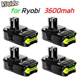 VINIDA 1/2/4Pack P102 3.6Ah 18V One+ Lithium Battery Replace for Ryobi P103 P104 P105 P106 P109 P122 Power Tools Battery pin
