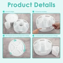 360 Degree Rotating Desk Organizer 7 Removable Bins Multi-Functional Pen Holder Stationery Storage Rack Office School Accessorie