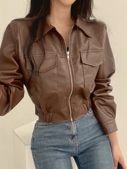 Premium Short PU Leather Jacket Women's Korean Style Loose Fit Collar Slimming Autumn Winter Coat Long Sleeve Regular Le...