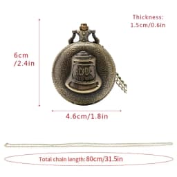 Vintage Bronze Quartz Pocket Watch Hell Bell Pattern Pendant Jewelry Chain Watch Men Women Clock Gift Collection