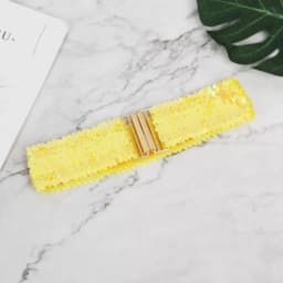 60cm Elastic Sequin Stretch Belt Gold Buckle Disc Eye Catching Shinny Waistband Versatile Professional Women's Belt Dresses