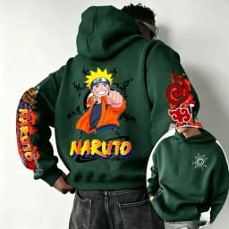 Naruto 2026 Spring and Autumn New Cartoon Anime Harajuku Y2K Street Fashion Couple Hooded Sweatshirt