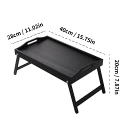 Foldable Bamboo Breakfast Tray with Handles - Ideal for Bed, Sofa or TV - Laptop, Snack and Meal Tray (Black/White)