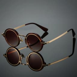 New Retro Small Round Frame Sunglasses for Men's Personalized Steampunk Outdoor Driving Sunglasses Street Photography