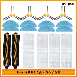For ABIR X5 X6 X8 Genio Navi N600 Robotic Vacuum Cleaner Replacement Parts 3-Arm Main Side Brush Hepa Filter Spare Parts