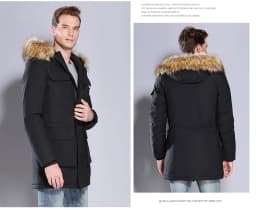 Men Thickened Down Cotton Parka Men Big Fur Collar Hooded Parkas Men Mid long Multi Pocket Outerwear Men Warm Casual Daily Parka