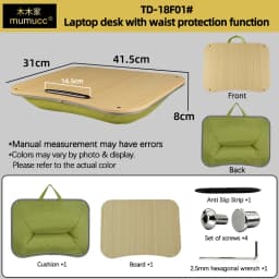 Mumucc's Laptop Desk With Lumbar Support & Accessories, Including A Detachable Tabletop, A Cushion Filled With Foam Particles