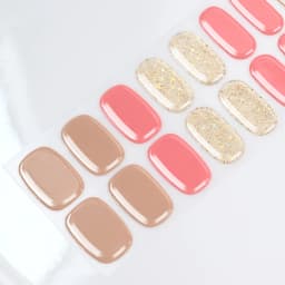 16Tips Solid Color & Glitter Semi Cured Gel Nail Strips Self-Adhesive Baking Free Elegant Gel Nail Sticker Full Coverage Decals