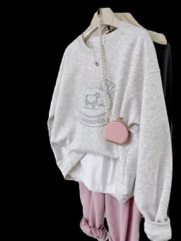 Afashion Spring 2026 Chic Embroidered Letter Sheep Loose Women's Sweatshirt Korean Style round Neck Long Sleeve Casual Comforta