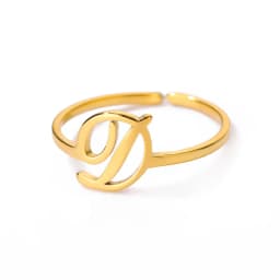 Initial Letter Rings For Women Gold Color Stainless Steel A-Z Letter Adjustable Ring Aesthetic Wedding Christmas Jewelry Gift