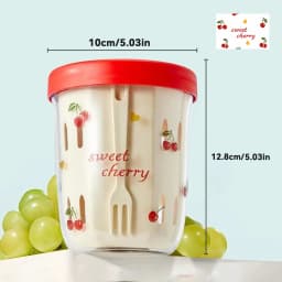 WORTHBUY Portable Oat Container Double-Layer Drain Fruit Cup Reusable Leak Proof Plastic Salad Cup Breakfast Cup With Fork&Handl