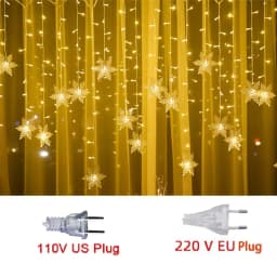 3.5M Christmas Lights LED Fairy String Lights Snowflake Curtain Garland Waterproof For Holiday Party Xmas Decoration 2026