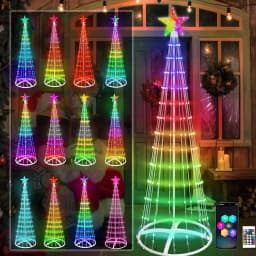 1.5M 2.1M Smart Lighted RGB Christmas Tree Cone Tree with Star Topper Outdoor DIY APP Controlled Lighted Christmas Tree Light