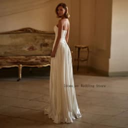 Customized Modern A-Line Pleat Strapless Wedding Dresses Applique Open Back Elegant Bridal Gowns Simple Vestido De Novia