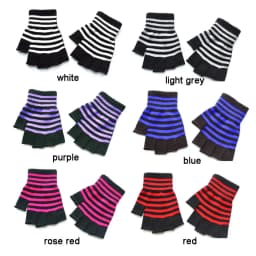 Student Warm Knit Mittens Winter Fingerless Elastic Knitted Gloves Striped Knit Mittens Thicken