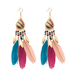 Round Retro Women's Dream Catcher Handmade Long Tassel Feather Earrings Female Leaves Pendant Earring Kolczyki Boho Jewelry
