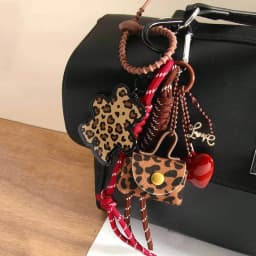 Bag Accessories Elegant Tassel Keychain PVC Alloy Versatile Bag Charm Leopard Print Leather Pendants Keychain Charm