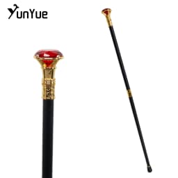Gold Red Diamond Type Walking Cane Gentleman Elegant Fashion Art Decorative Walking Stick Lady Vintage Party Cosplay Sceptre