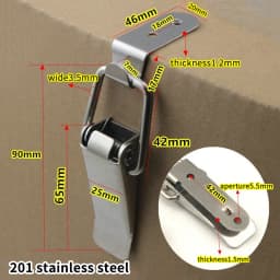 1 Set Cabinet Door Metal Clasps 90 Degree Box Closure Lock Duck-mouth Buckle Hook Spring Loaded Draw Toggle Hasps Clamp