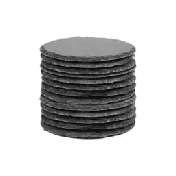 10Pcs Natural Slate Drink Coasters Round Black Stone Insulation Cup Coaster for Coffee Table, Home Kitchen, Bar
