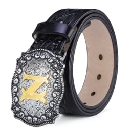 Western Belt Men Genuine Leather Belts for Men Women Cowboy Cowgirl Big Letters Buckle Gold Male Belts Long Black Brown Quality