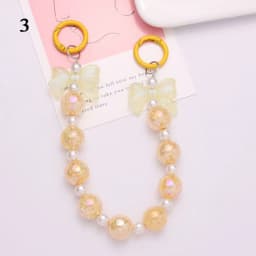Y2K Cute Bowknot Phone Charm Strap Lanyard DIY Beaded Pendant Sweet Girl Keychain For iPhone Accessories Purse Bag Pendants