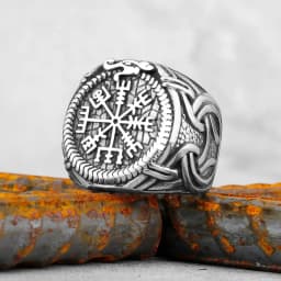 Viking Stainless Steel Ring Anchor Compass Tree of Life Nordic Viking Rune Wolf Men and Women Ring Jewelry for Boyfriend as Gift