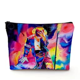 Super Star Michael Jackson Cosmetic Bag Double Print Makeup Bags Women Wedding Handbag Lady Travel Organizer Child Wallet