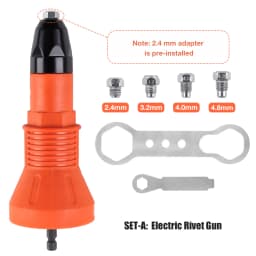 Electric Rivet Gun Conversion Head 2.4mm, 3.2mm, 4.0mm, 4.8mm Pull Rivet Gun Suitable For Electric Drills, Cordless Rivet Gun