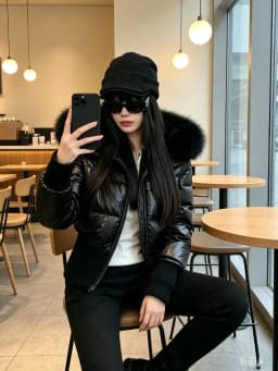 Women's Black White Hooded Long Sleeve Puffer Jacket Y2K Gothic American Streetwear Retro Waist-Cinching Cotton Jacket Winter