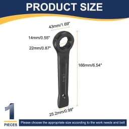 Uxcell Box End Striking Ring Wrench 17mm-48mm Metric CR-V Steel 12-Point Flat Strike Wrench Baking Paint Single Head Spanner