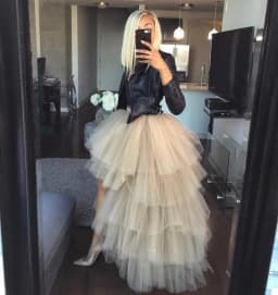 Lavender High Low Tulle Skirts 2024 High Street Custom Made Long Tiered Tulle Skirt Women To Party Female Maxi Tulle Skirt