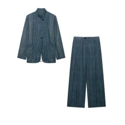 HipSeam Women's Striped Pants Set 2 Pieces Set New 2026 Summer High Neck Button Blazer Wide Leg Trousers Two Piece Female Outfit