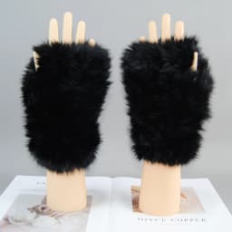 2026 New Fashion Real Rex Rabbit Fur Gloves Women Winter Genuine Fur Mittens Girl Fingerless Gloves Wrist Warmer Elastic Fluffy