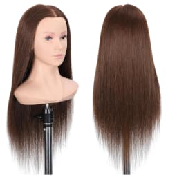 95% Real Hair Mannequin Head with Shoulders, 26 Inch Long Straight Hair, Training Head for Hairdresser Practice Cutting Styling